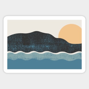 Minimalistic art of sunset and mountains Sticker